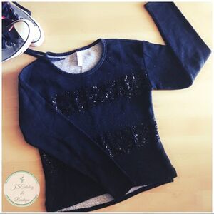 Cute Black Cotton Sweater with Sequins